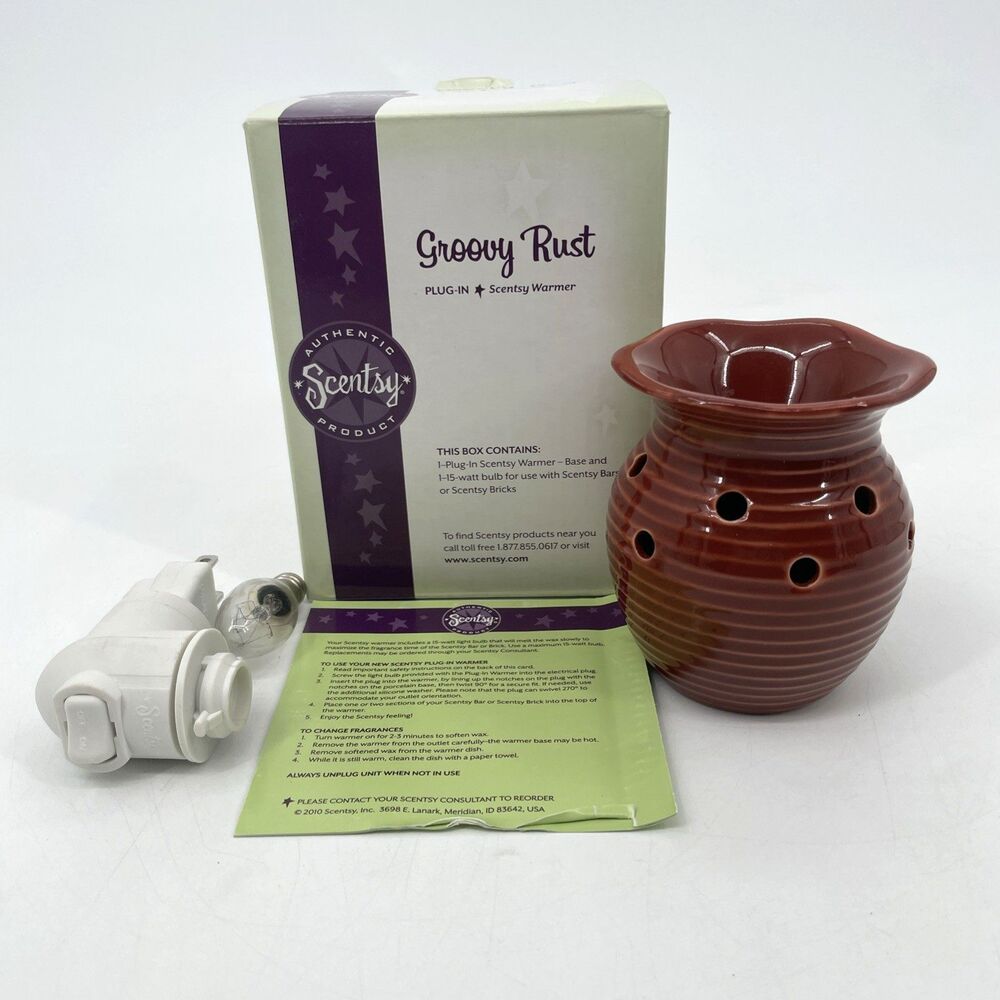 Scentsy Groovy Rust Mini Plug In Wax Warmer Retired Fall Home Farmhouse BOX